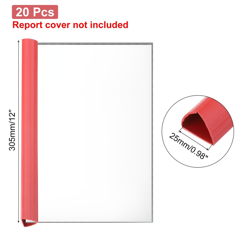 20Pcs Binding Bars, 25mm Binding Bars Slide Grip, Red
