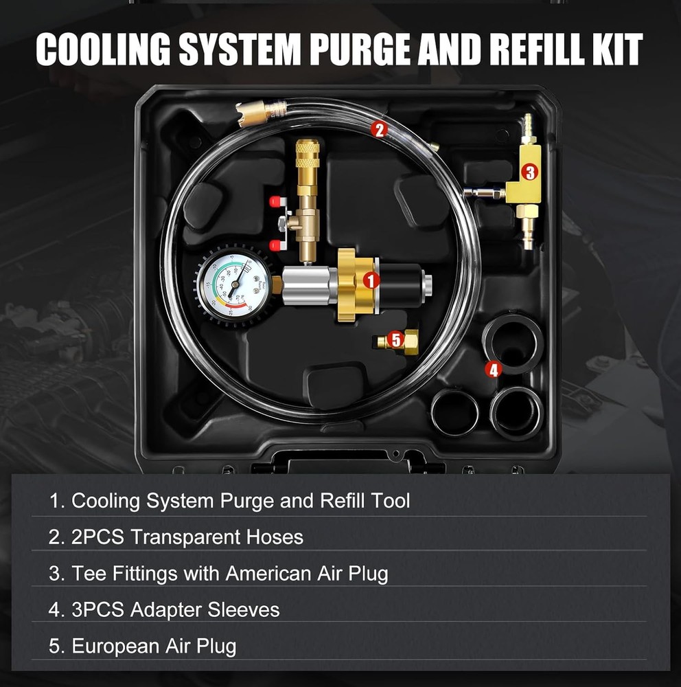 JIFETOR Universal Cooling System Vacuum Type Coolant Refill Tool Kit, Black