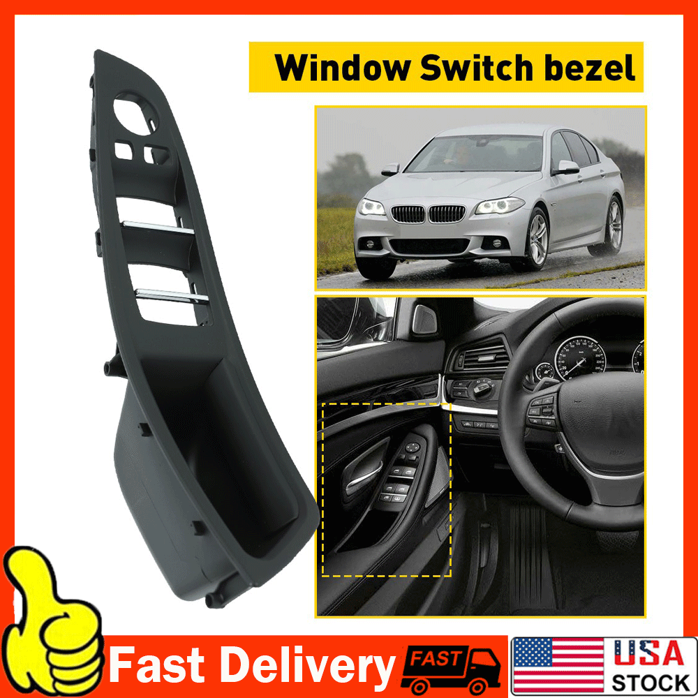 For BMW 520i 528i Black Driver Door Left Pull Handle Window Switch Cover Trim