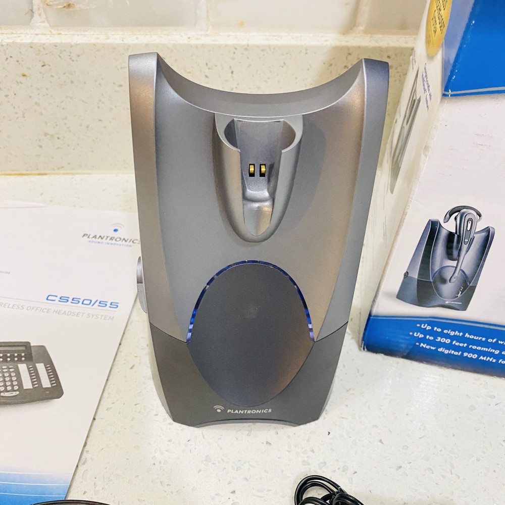 Plantronics CS50 Wireless Office Headset System Tested Works Nice Condition