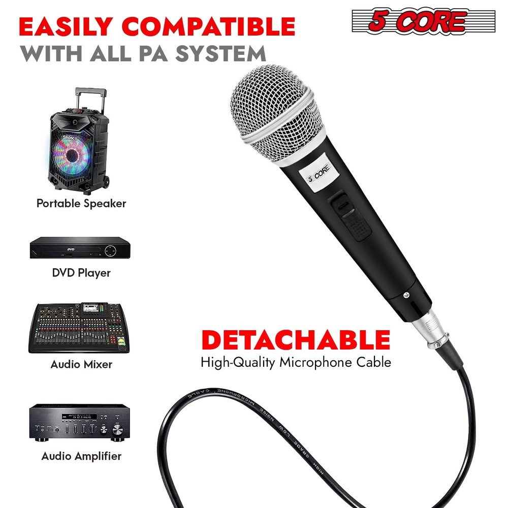 5Core XLR Microphone Dynamic Mic Karaoke Singing Studio Mics Handheld Microfono