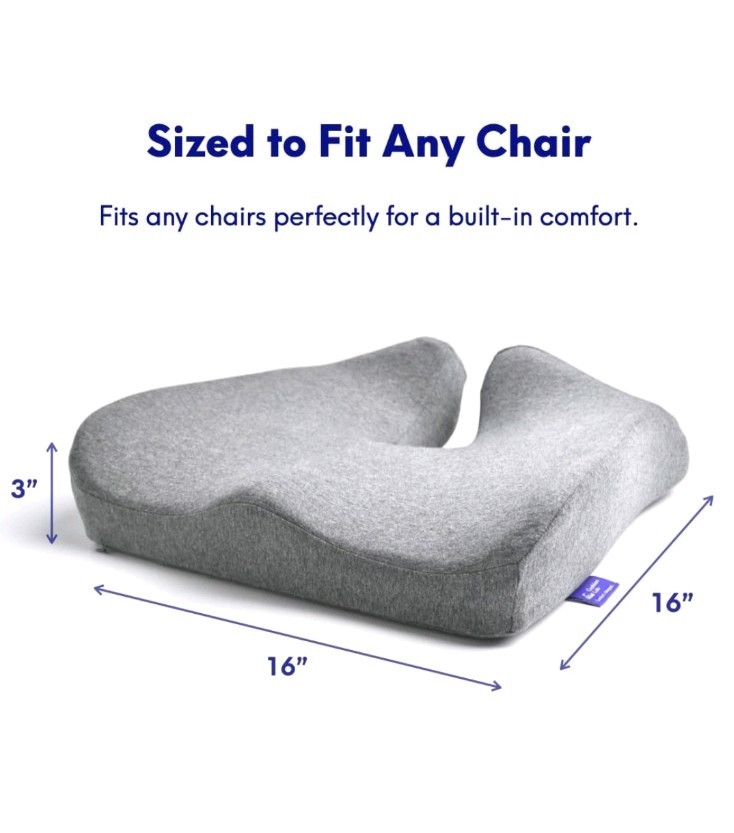 C Cushion Lab Dense Memory Foam Pressure Relief Ergonomic Seat Cushion, Gray