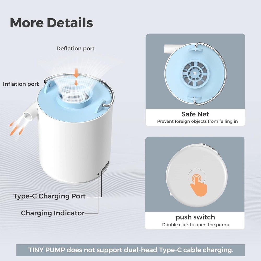 Pocket-Sized Electric Air Pump for Inflatables, Rechargeable