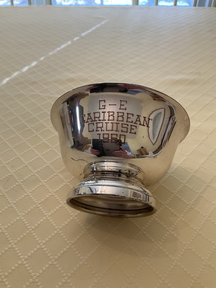 Footed Candy/Nut/Condiment Bowl Silver Plate. Engraved