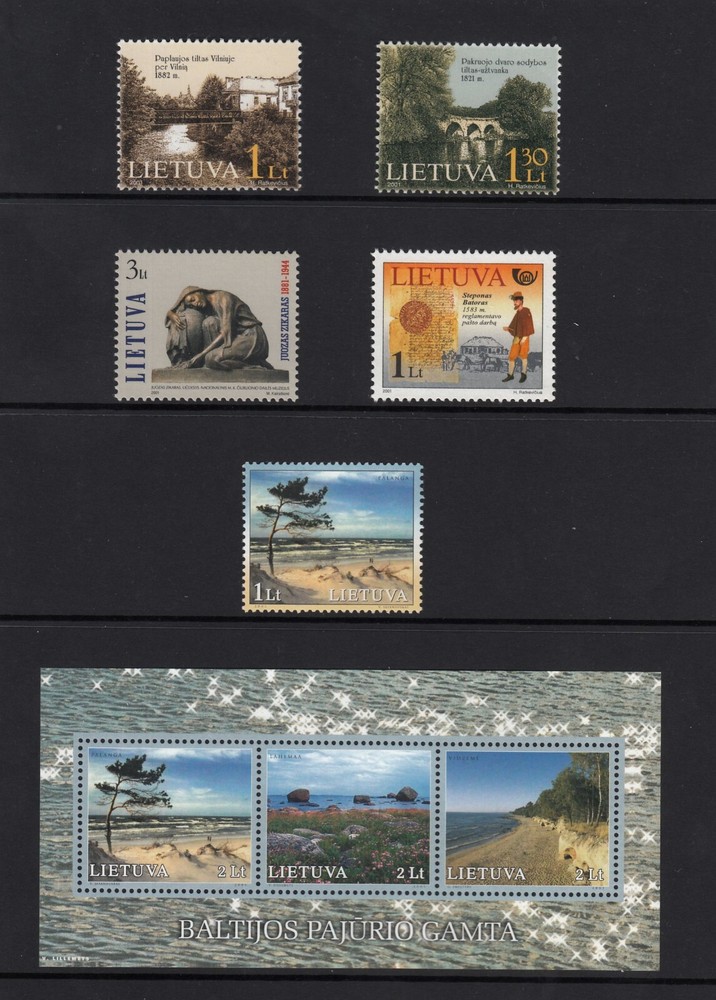 Lithuanian Baltic Complete Year Set Mint MNH Stamps + Sheets 2001