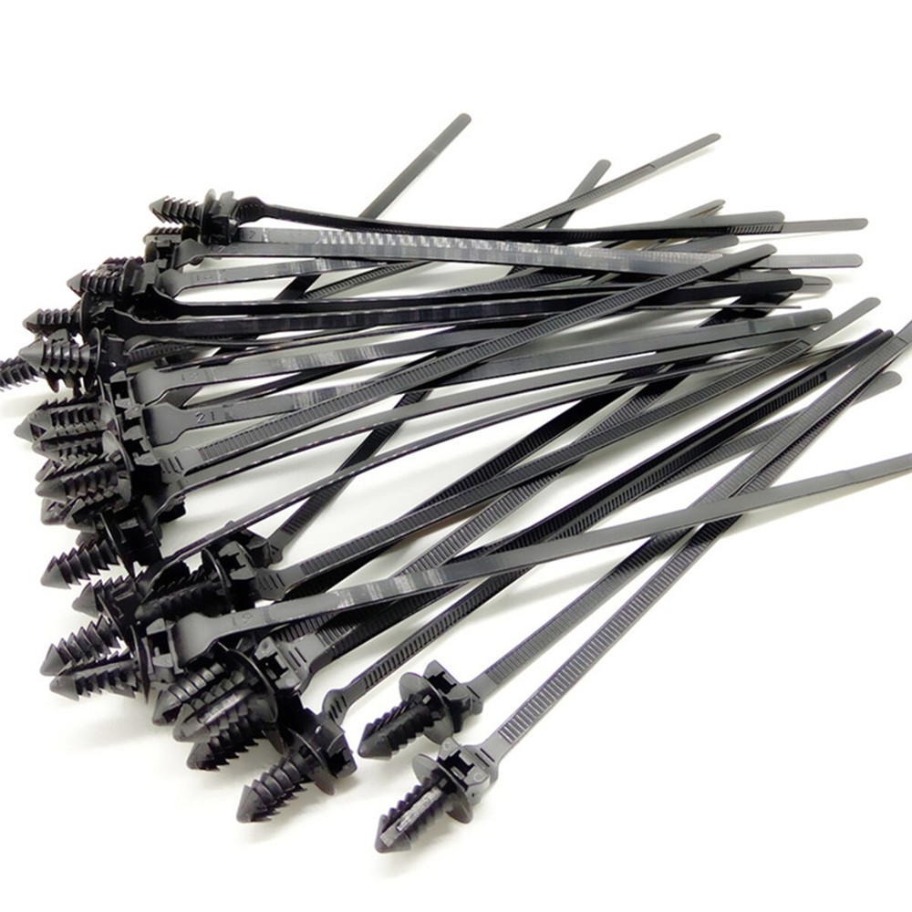 50PCS Nylon Cable Ties Car Kit Zip Strap Tie Wrap Push Clip Fastener Bundle Wire
