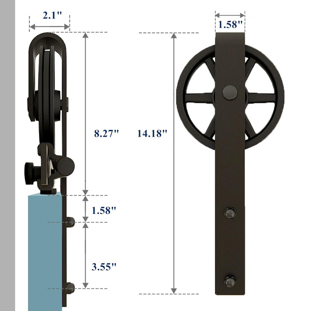 Big Wheel 5-12FT Sliding Barn Door Hardware Kit (Include Adjustable Floor Guide)
