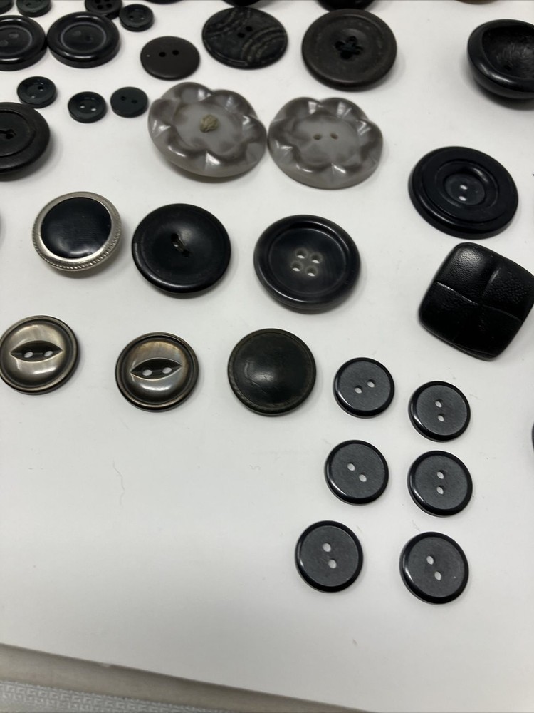 Vintage Button Lot Black Gray Mixed Lot
