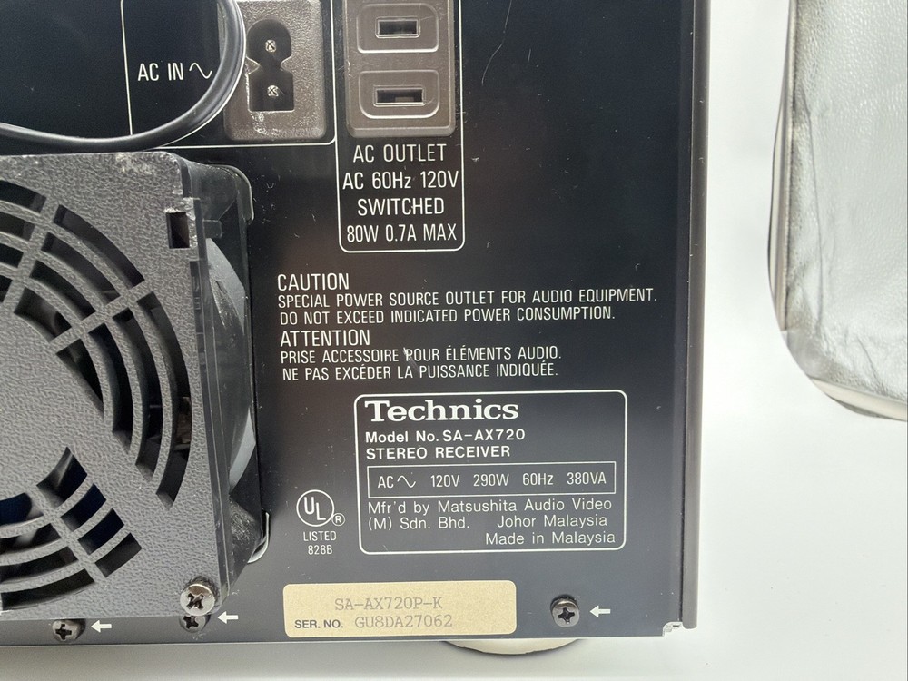 Technics SA-AX720 AV Control Stereo Receiver 100W/Ch - Phono Input- 6 Ch- Tested