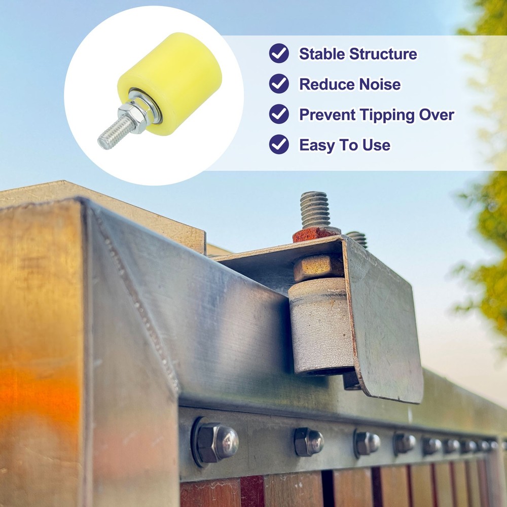 8Pcs Slide Gate Guide Roller, 1.7" Nylon Rollers Gate Support Assembly, Yellow