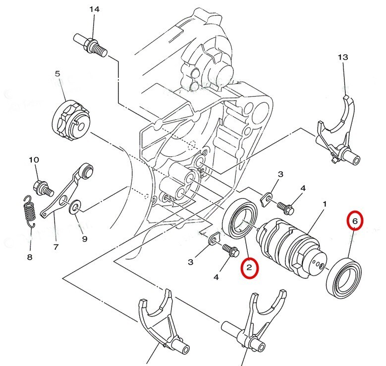 YZ250 Transmission Shaft Bearings & Seals Kit 99-22