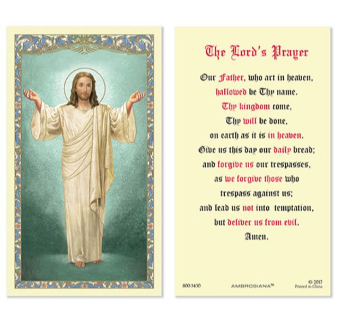Laminated Our Father The Lord's Prayer Holy Prayer Card Catholic