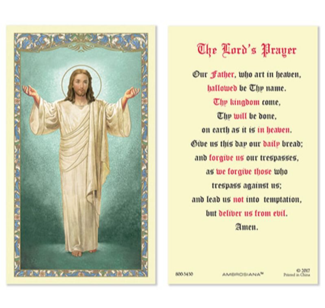 Laminated Our Father The Lord's Prayer Holy Prayer Card