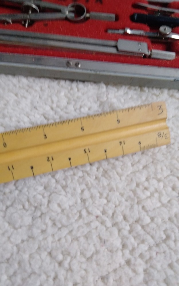 Post Techmaster Drafting Instruments 1143 w/ 12" Scale Wooden Ruler