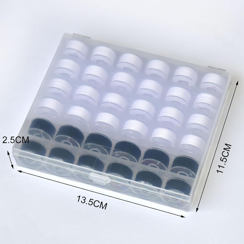 36Pcs Bobbins and Sewing Threads with Plastic Bobbin Case for Multiple Sewing Ma