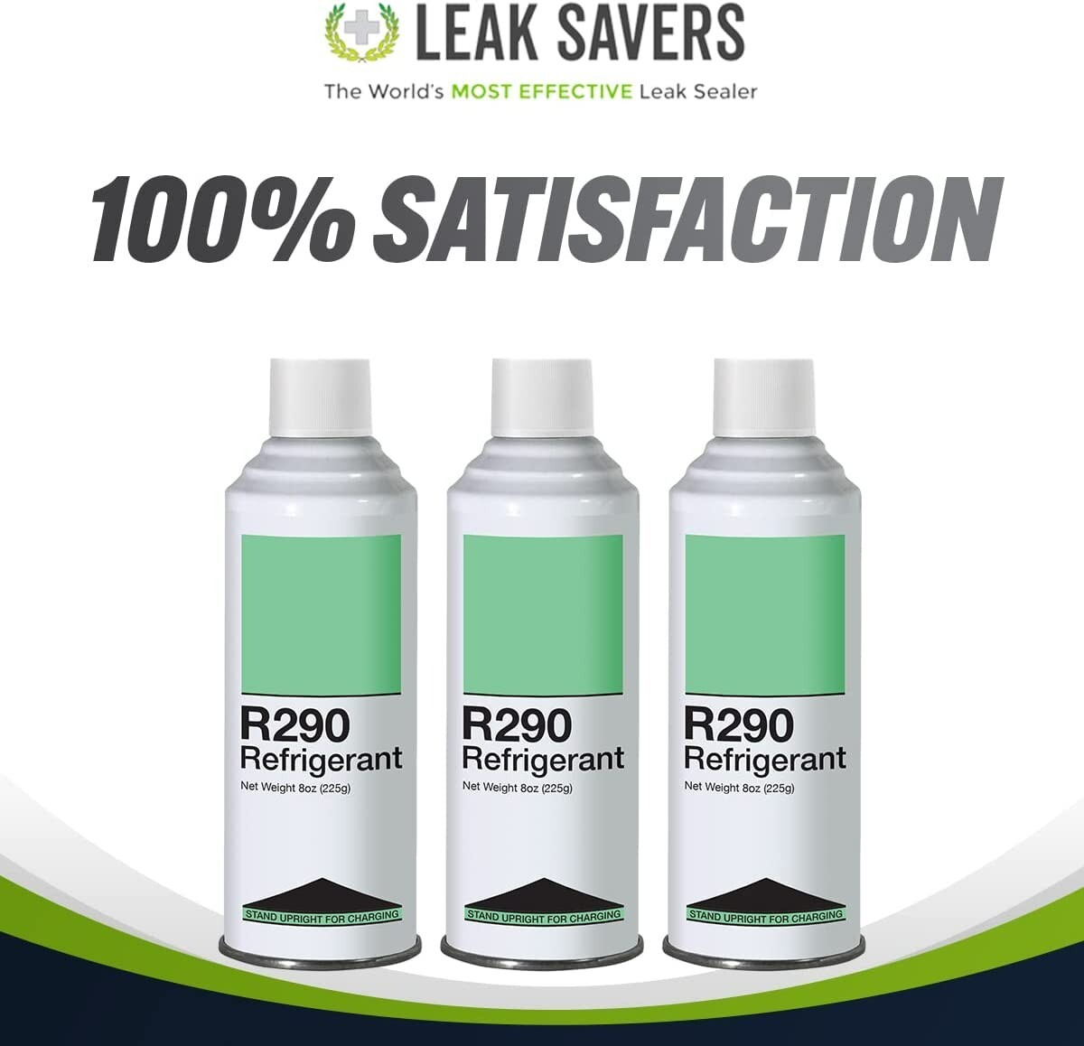 Leak Saver Refrigerant R290 - Upright Liquid Charging Self-Sealing Can - 3 Pack
