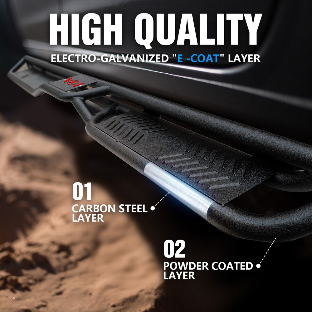 6.9" Running Board for 07-2018 Chevy Silverado 1500 Crew Cab Drop Side Step Bars