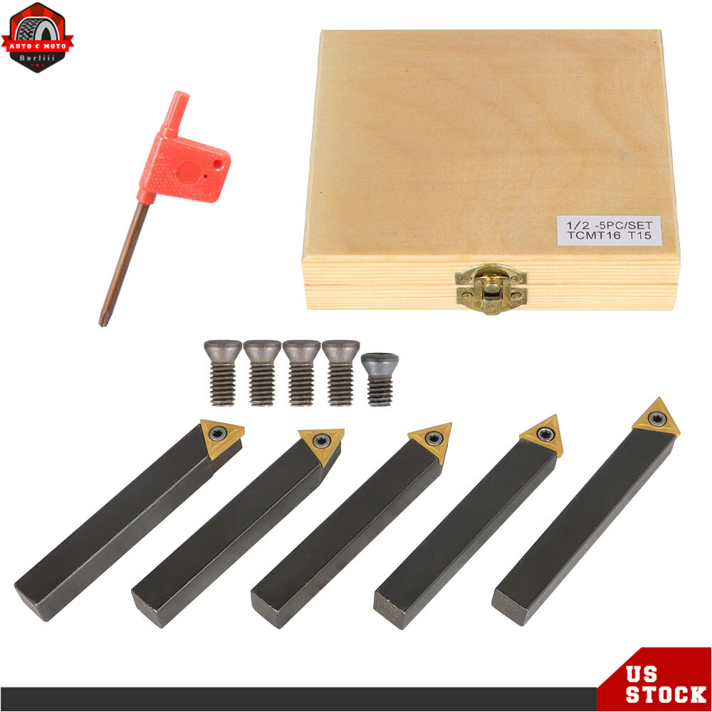 5Pack 1/2" Indexable Carbide Insert Turning Tooling Bit Holder Set For Lathe New