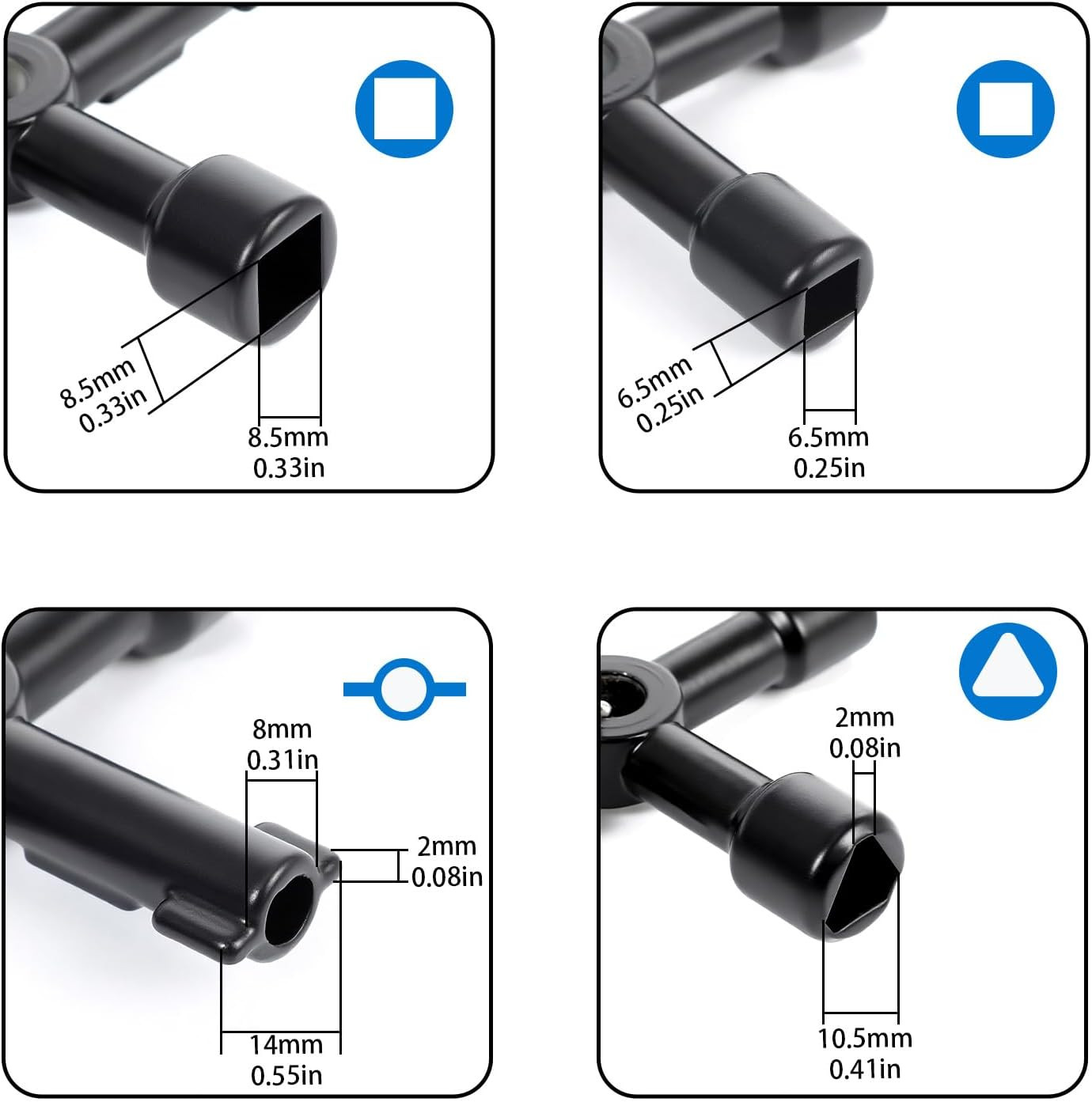Multi-Functional 4 Way Sillcock Key Set, 2-Pack Utility Water Key for Valves
