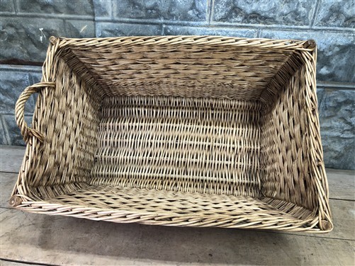Rectangular Wicker Basket, Vintage German Woven Basket, Storage Organizer C37,