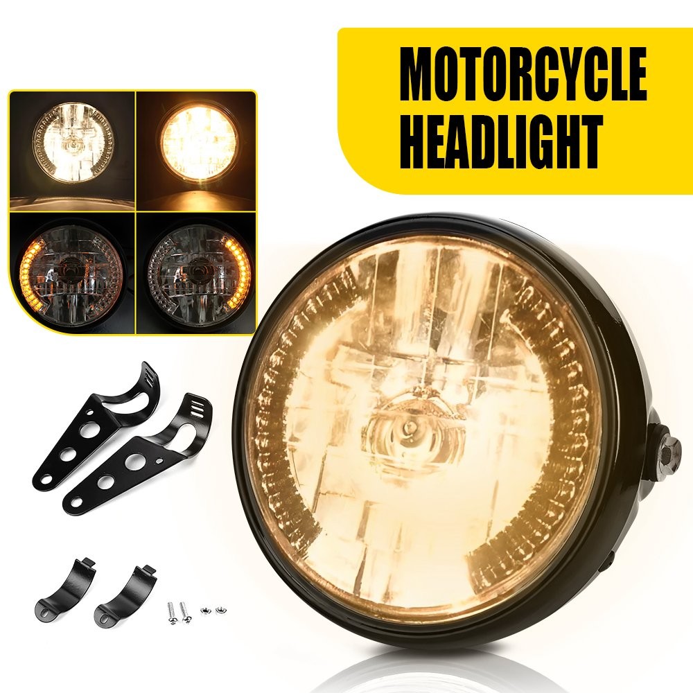 7 inch LED Motorcycle Headlight Round With Mounting Bracket Universal Black EOU