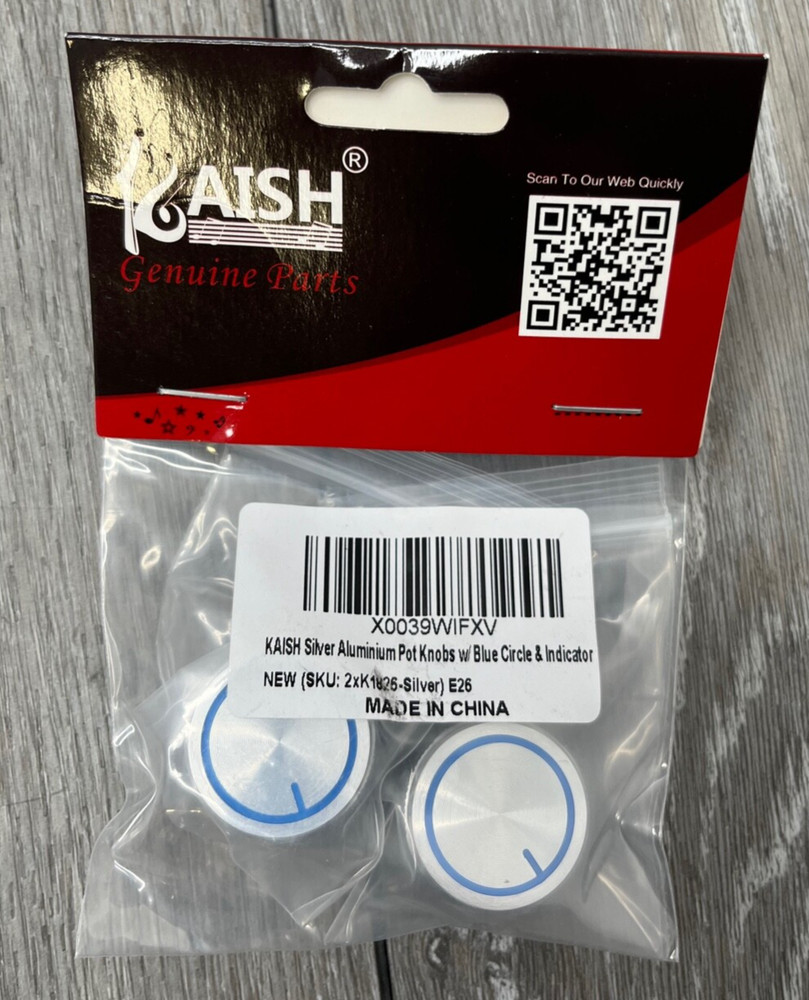 2 Pkgs (4 Total) KAISH K1826-Silver Aluminum Pot Knobs w/Blue Circle & Indicator