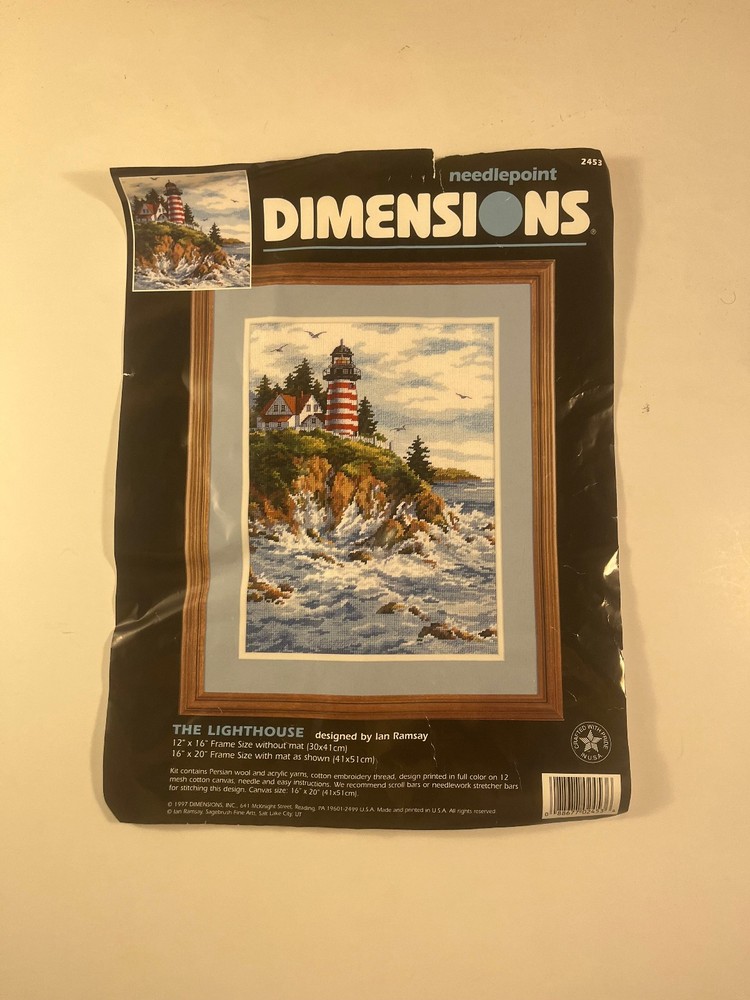 Dimensions Needlepoint Kit #2453 "The Lighthouse" - Started