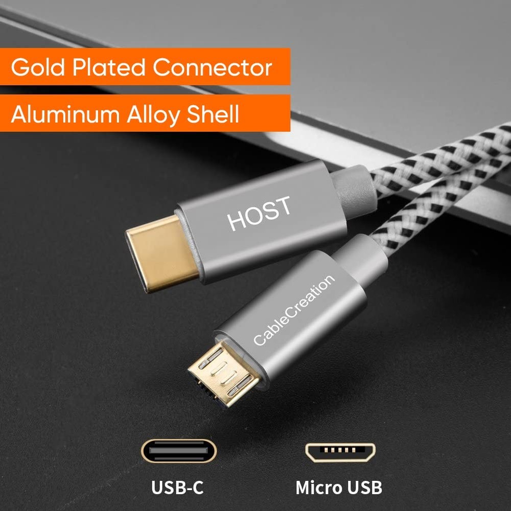CableCreation USB C to Micro Cable 3.3FT, Braided USBC Grey