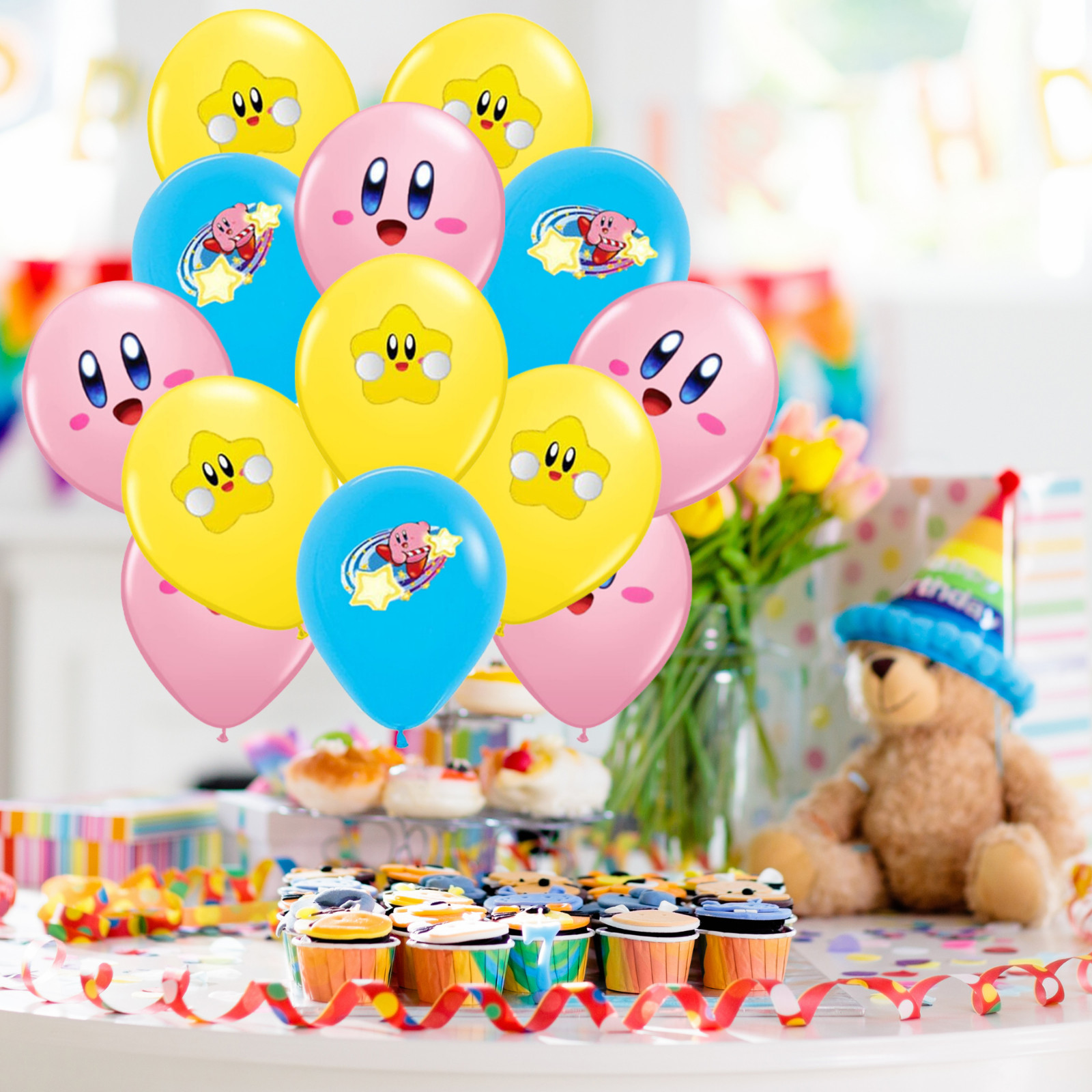 KIRBY STAR GAME foil balloon birthday party supplies centerpiece decoration