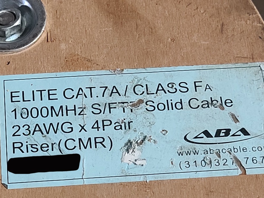 ABA Cable 23/4P Cat7A 1000MHz S/FTP Shielded Riser Network Cable White /50ft