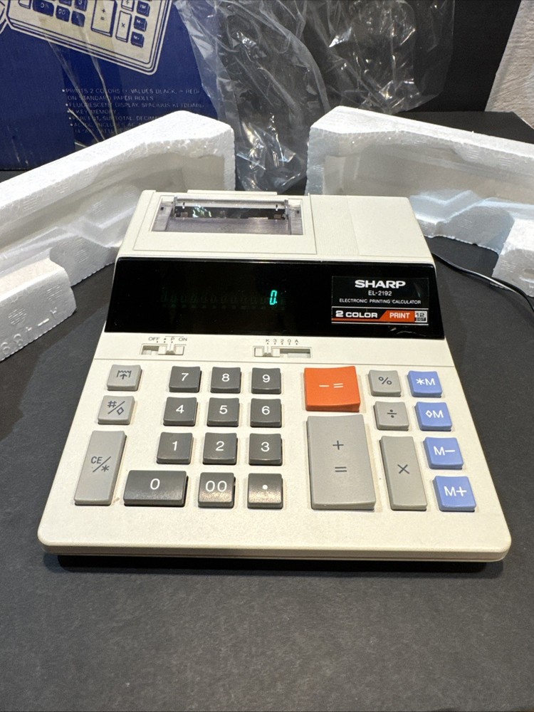 New Sharp EL-2192 Printing Calculator In Open Box Tested Works Missing Arm