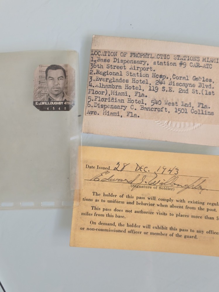  U.S. Army Air Base Class "A" Pass for Technical Sergeant Edward J. Willoughby