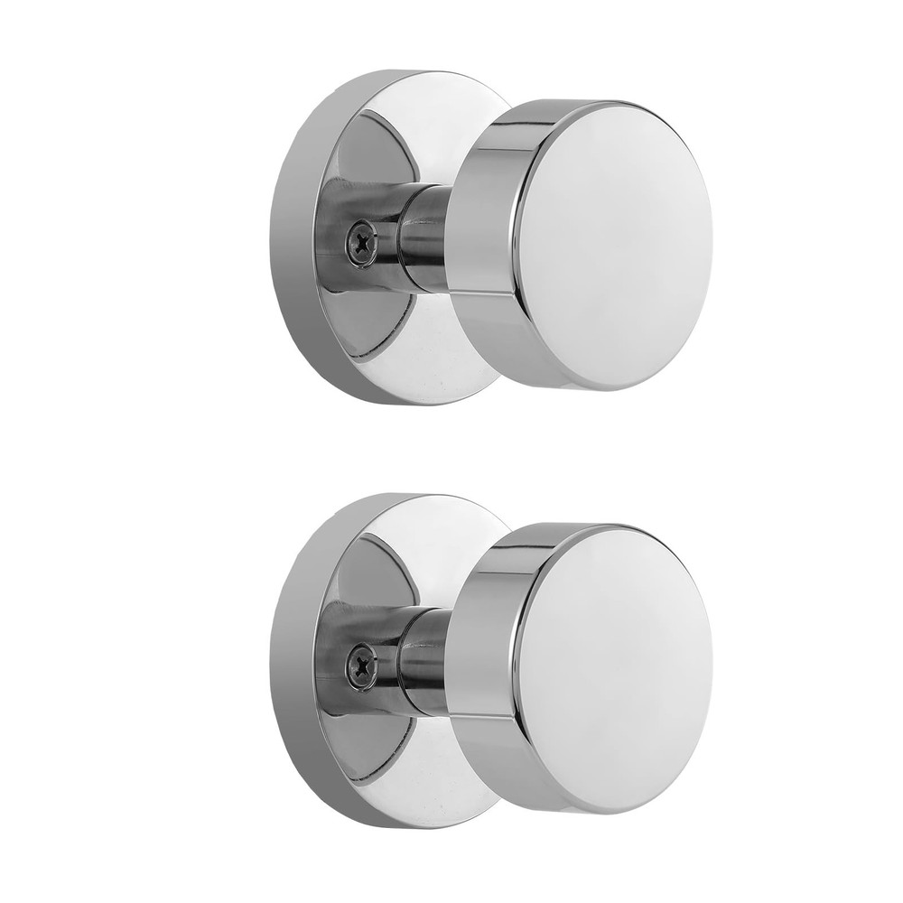 2 Pack Polished Chrome Dummy Door Knobs Interior, Modern Round Dummy Door Han...