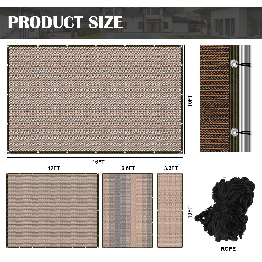 Sun Shade Cloth Outdoor UV Sunblock Net Canopy with Grommets