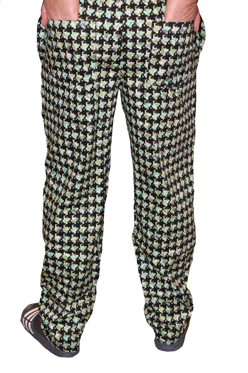 Chefwear Men's Ultimate Baggy Chef Pant 100% Cotton BLUE ABSTRACT HOUNDSTOOTH