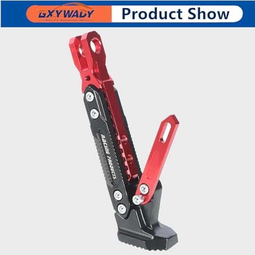 Motorcycle Universal Foot Side Bracket Adjustable Support Kickstand CNC Red