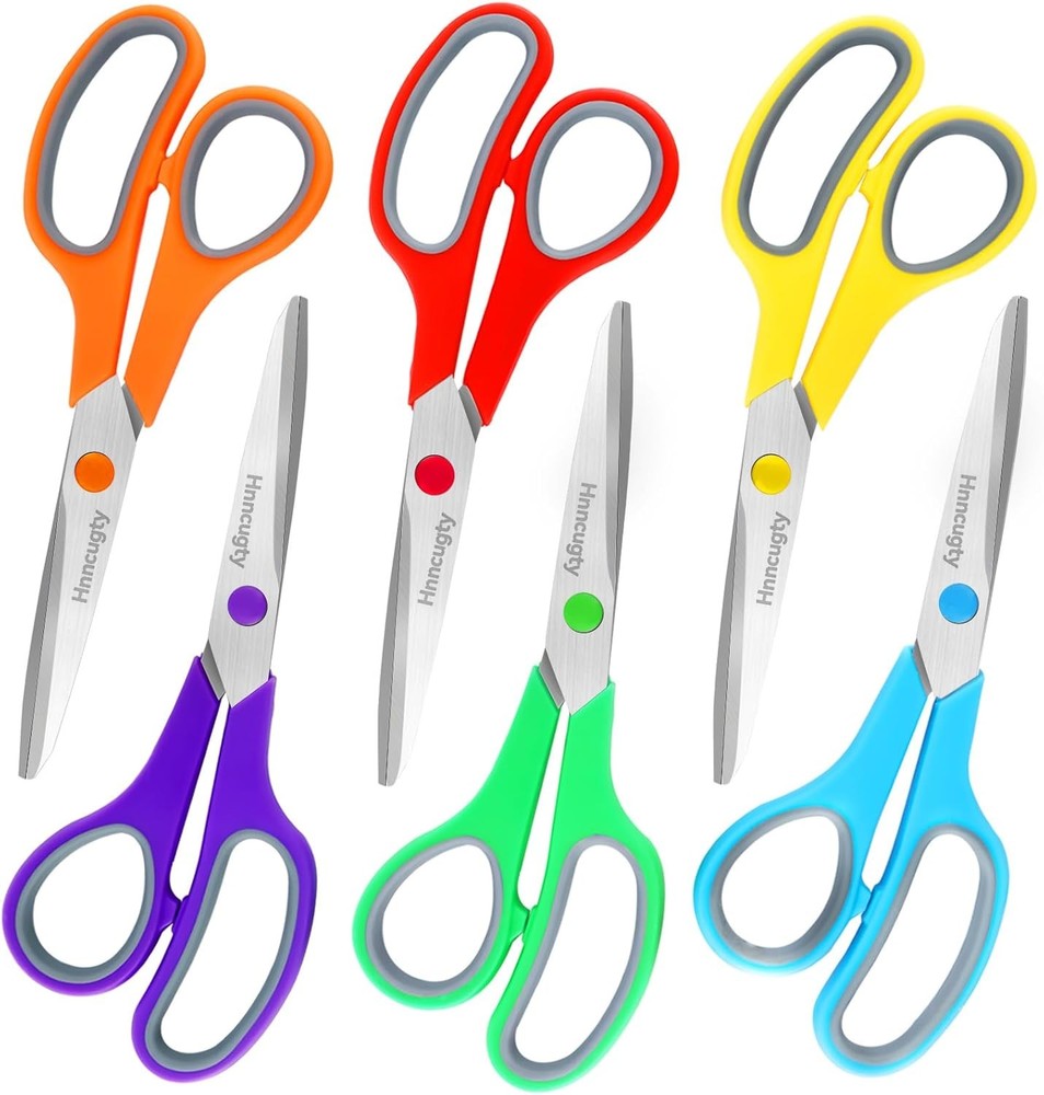 Scissors, 8" Scissors All Purpose Bulk Set of 6-Pack, Sharp Shears for Office