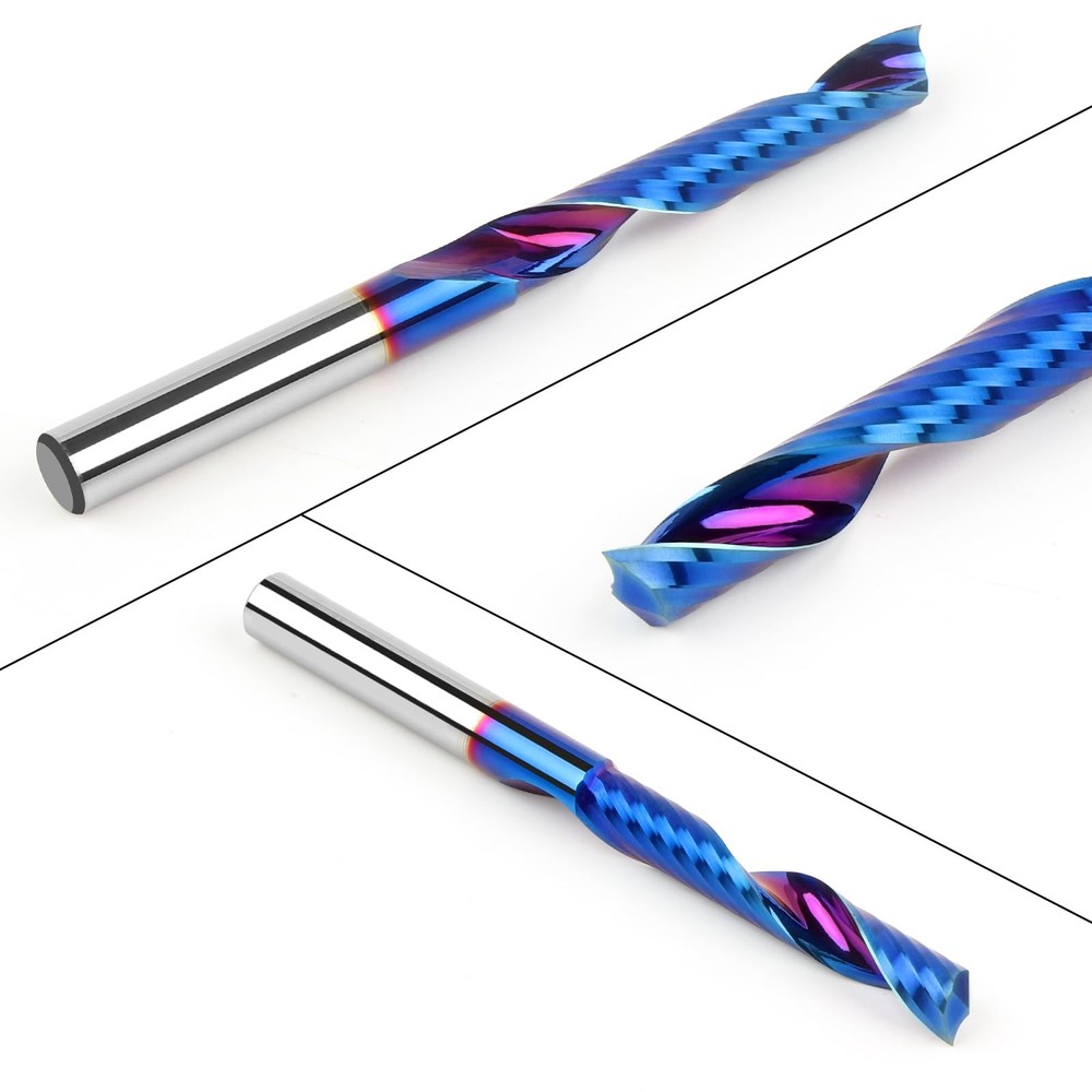 EANOSIC Solid Carbide Single Flute End Mill 1/4” Shank, Extra Long 3" Upcut CNC