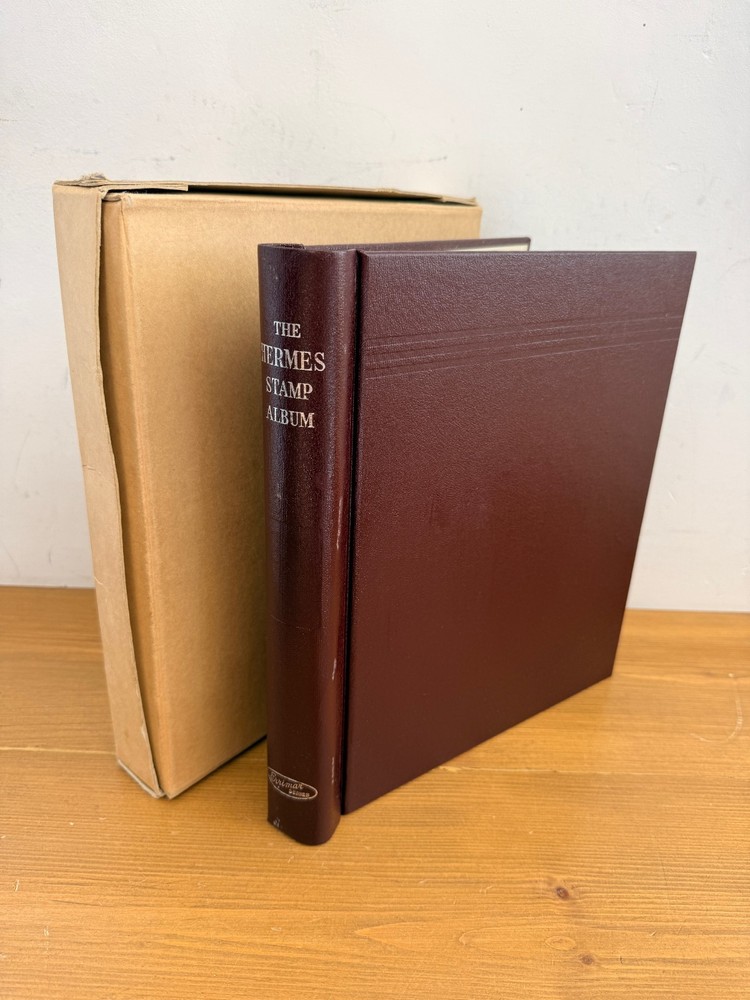 NEW maroon HERMES stamp album Evimar Series plus extra 200 pages