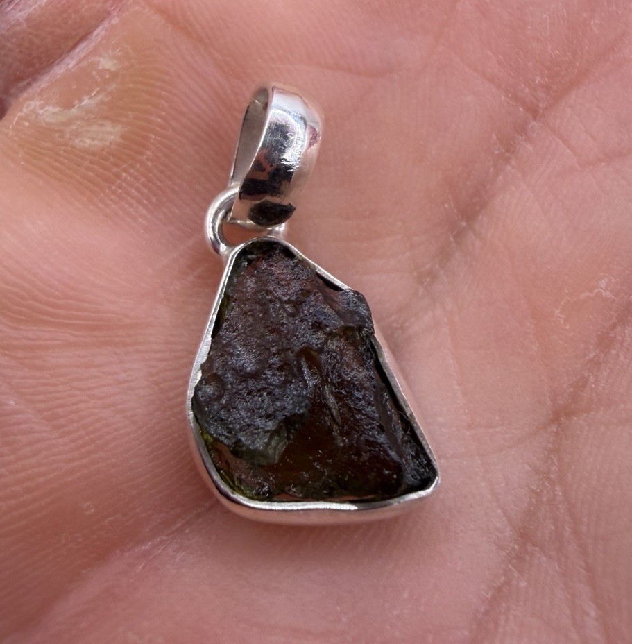 Moldavite Tektite Pendant, Czech Republic, Authentic Moldavite, 1.83g