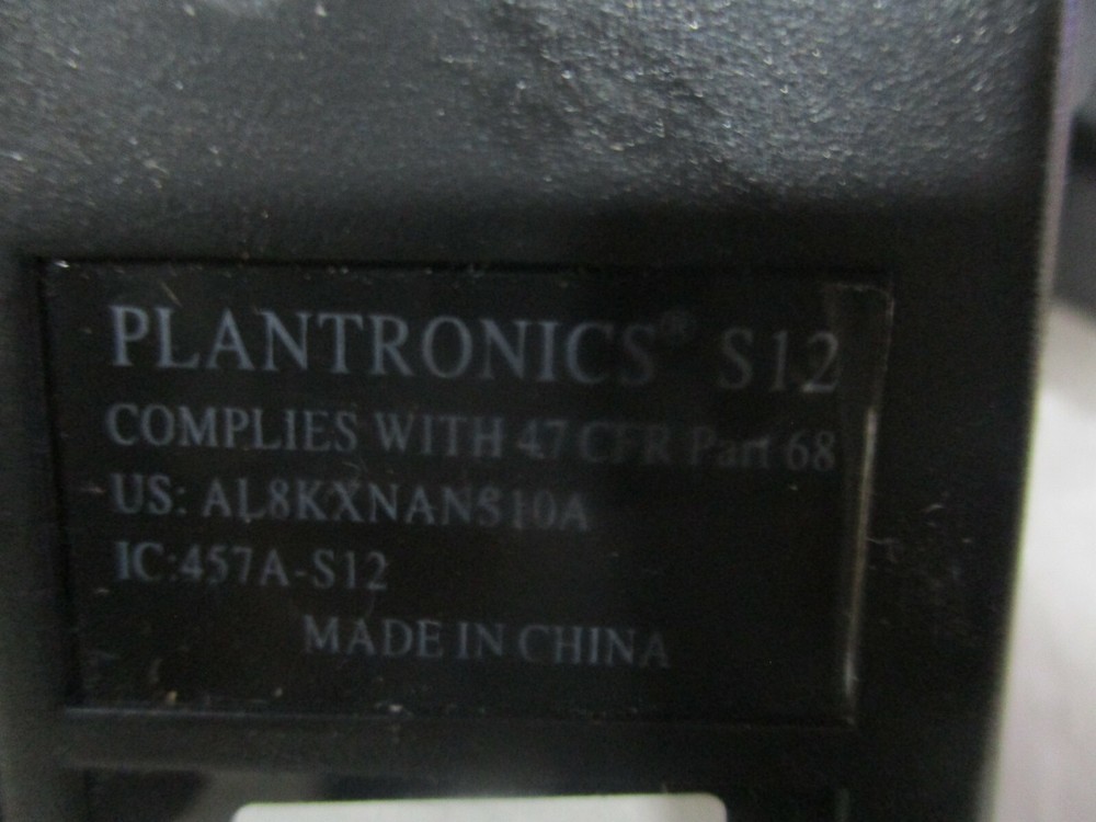 Plantronics Model: S12 Telephone Headset System ( no Ear Piece) w/ AC Adapter