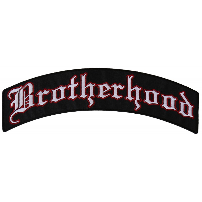 Embroidered Patch (Iron-On), Top Rocker Back Patch, Brotherhood, 11" x 3.5"