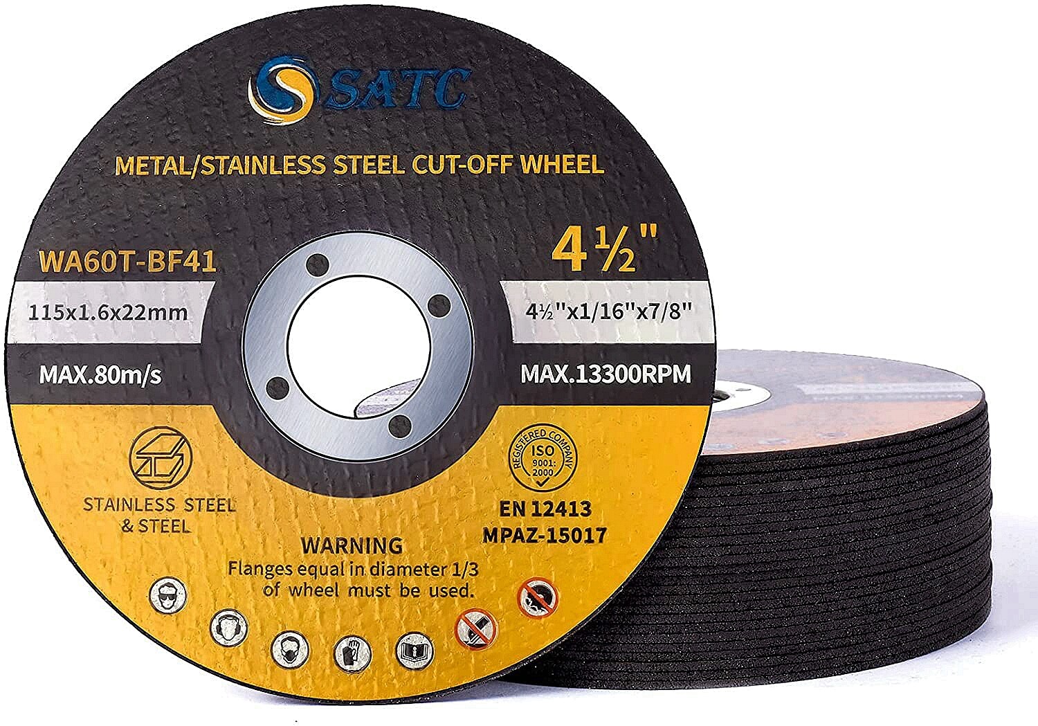 100 Pack 4-1/2" x 1/16" x 7/8" Cut-off Wheels Discs Stainless Steel & Metal 4.5"