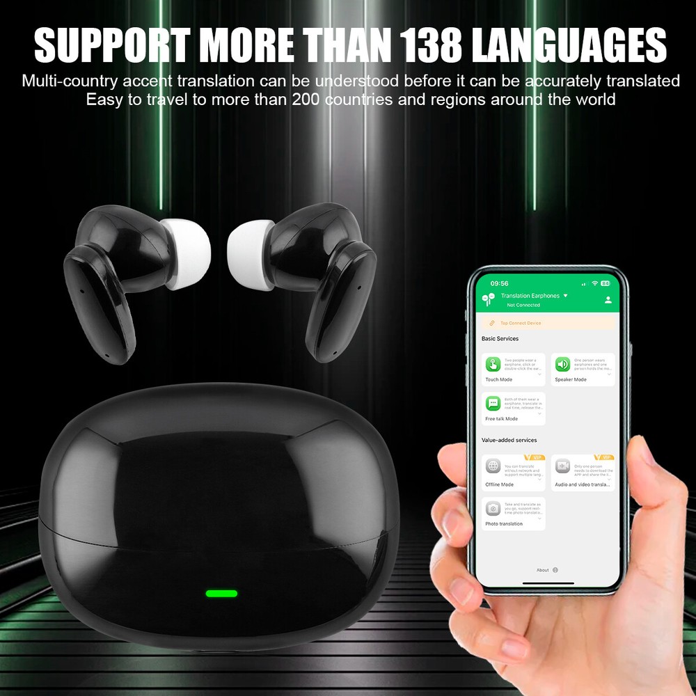 Wireless Bluetooth Translator Earbuds Real-Time Translator Device 144 Languages