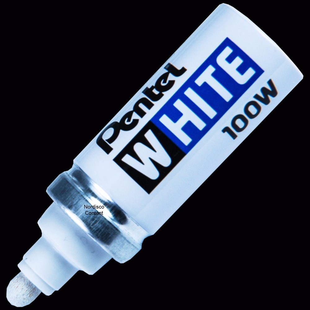Pentel White 100W Marker, Bold Point, Permanent Ink