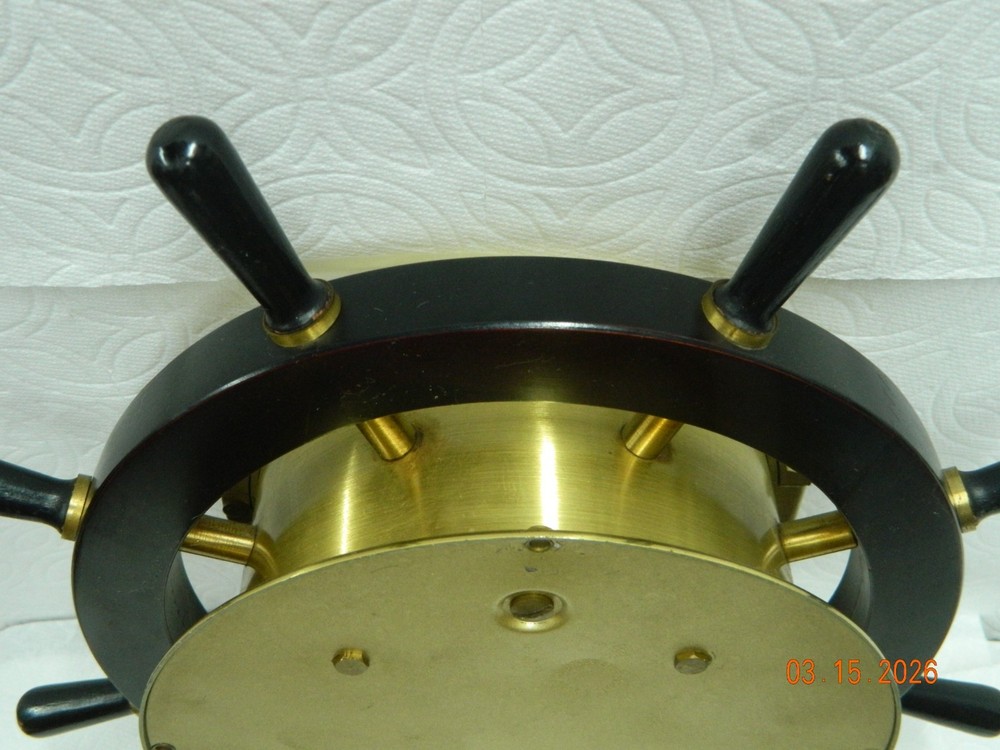 VINTAGE SCHATZ WIND UP SHIPS CLOCK WITH SHIPS WHEEL