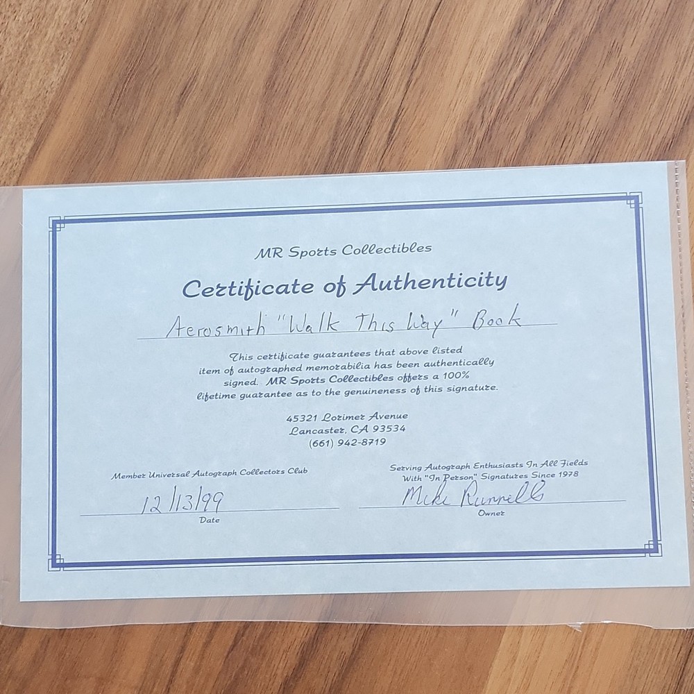 Aerosmith Signed Walk This Way First Edition MR Sports Collectibles Authenticat…