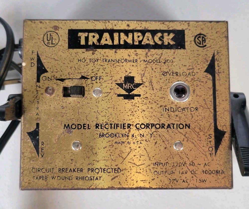Trainpack HO Toy Hobby Transformer Model 200 Rectifier Corporation Untested