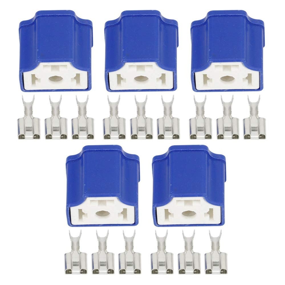 5 Sets 3 Pin H4 Ceramic Plug, H4 Right Angle Connector, H4 Socket, 7.8 Cerami...