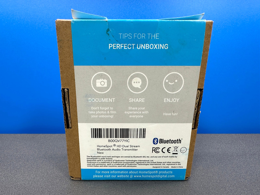 HOMESPOT HOME SPOT HD DUAL STREAM BLUETOOTH AUDIO TRANSMITTER BTADP-128-D NEW